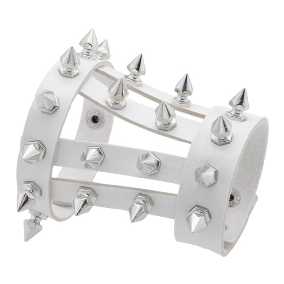 Weflink Gothic Rock Wristband Durable PU Unisex Design Stainless Steel Snap Closure