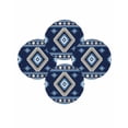 thumbnail image 7 of 13 Inch Round Placemats Set of 4, Blue Boho Non Slip Heat Insulation PP Table Mats, Farmhouse Neutral Abstract Geometric Motifs Washable Place Mats for Kitchen Dining Party Table Decor, 7 of 7