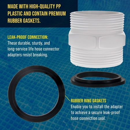 U.S. Pool Supply 1.5 Pool Split Hose Connector Adapter with Gaskets, Pack of 2 - Hose Extender Joint Connection - Above Ground Replacement Compatible with Intex Pool Filter Pumps