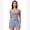 Blue, variant on IBTOM CASTLE 2 Piece Workout Sets for Women Shorts Yoga Pilates Outfits Striped Backless Halter Padded Tank Top With High Waist Fold-over Biker Shorts L Black