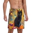 thumbnail image 6 of Mens Pajama Shorts, Halloween Colorful Maple Leaf Black Cat Sleep Shorts Men Pajama Bottoms Lounge PJ Shorts with Pockets, 6 of 6