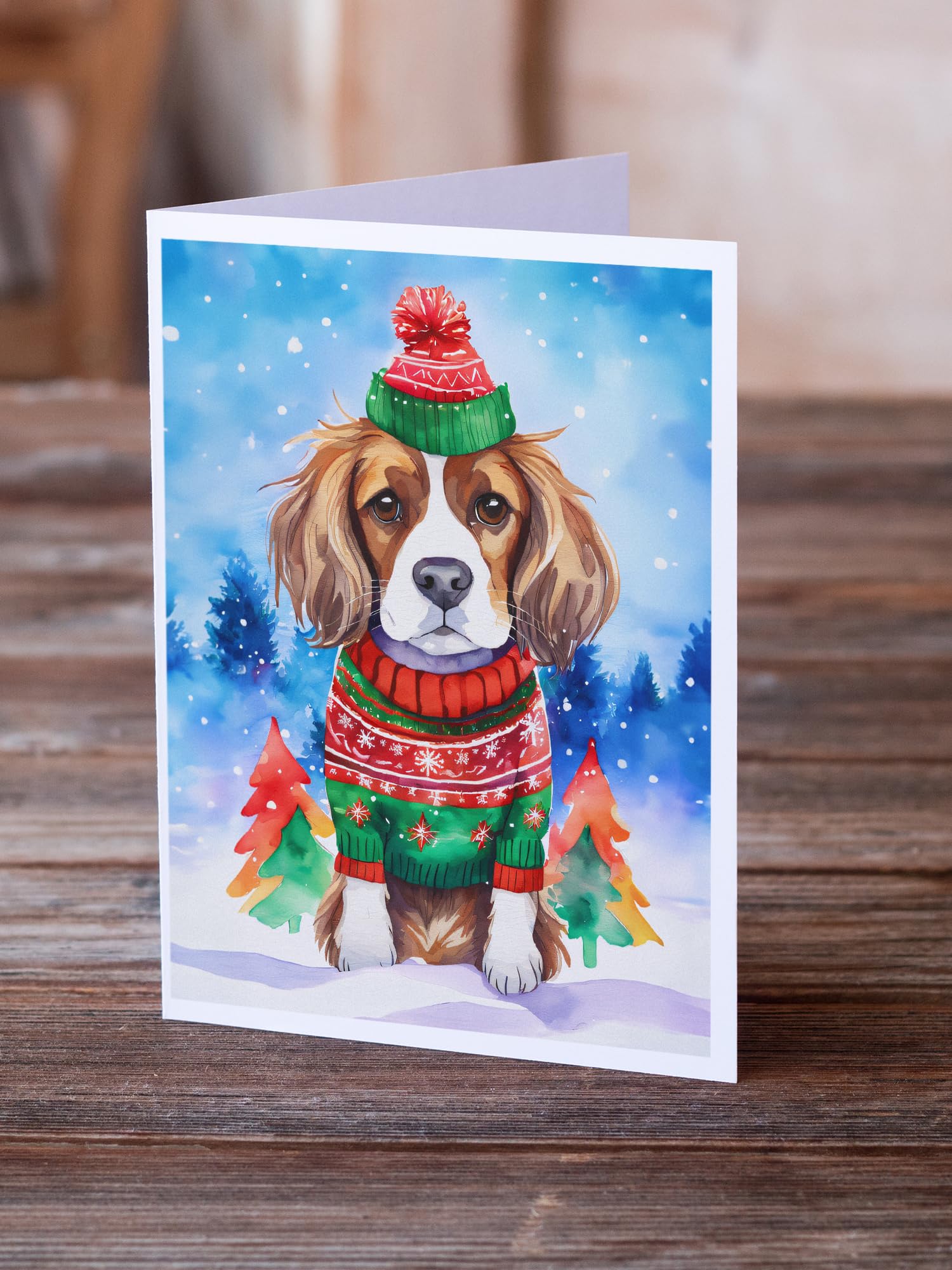 Cavalier Spaniel Christmas Greeting Cards Pack of 8 7 in x 5 in