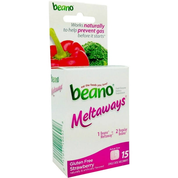 Beano Meltaways Strawberry Single Dose Tablets, 15 CT (Pack of 4
