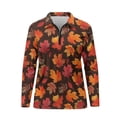 thumbnail image 4 of Yuyamidu Maple Leaves Women's Golf Shirt Fall Long Sleeve 1/4 Zip Athletic Tennis Shirts Stylish Christmas Workout Shirts for Women Size XS, 4 of 8