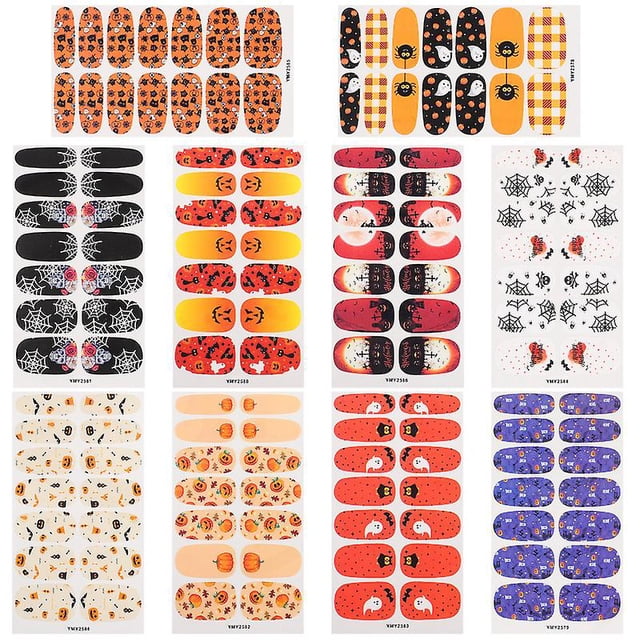 10 hojas de calcomanías de uñas para decoraciones de Halloween