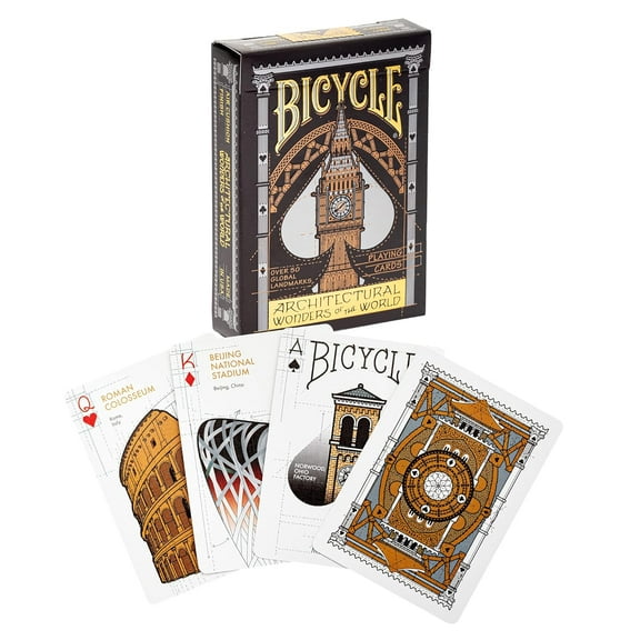 Bicycle Architectural Wonders Of The World Paper Playing Cards Black - For Adult | Paper Playing Cards