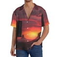 thumbnail image 1 of Balery Sunset Western Desert Cowboy Camisa Casual de Manga Corta con Botones para Hombre, Texturizada, Estilo Cubano, para Playa, Verano-Medium, 1 of 5