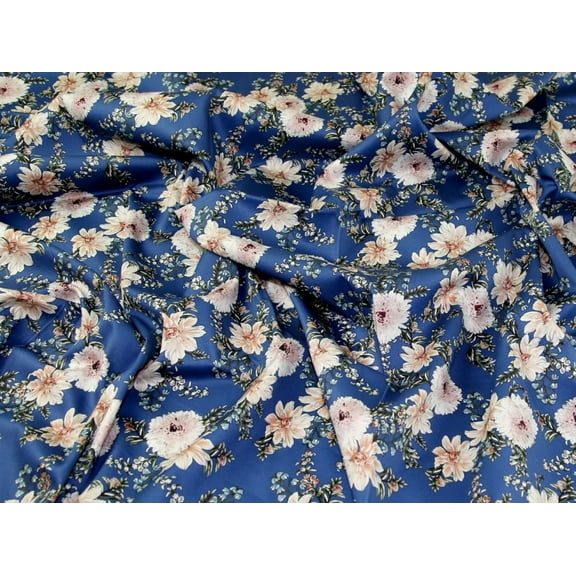 John Louden Woven Stretch Cotton Sateen Fabric Blue - per yard