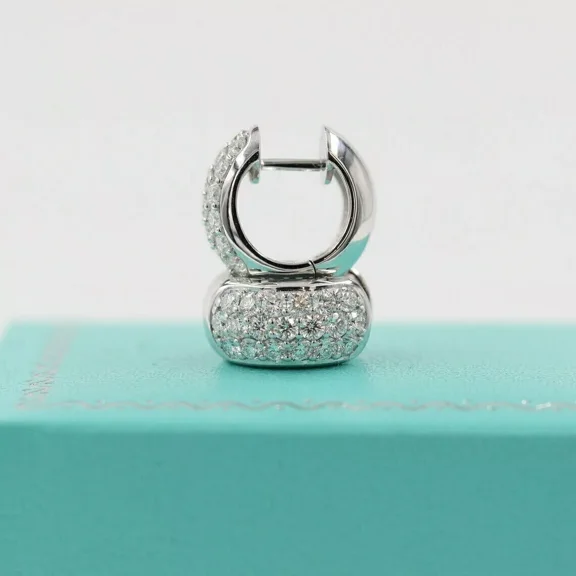 2.00 Ct Round Cut Lab Created Diamond Huggie Hoop Earrings 14k White Gold Plated