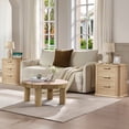 thumbnail image 2 of Wooden Nightstands 22" Wide Fluted Nightstand with Charging Station, Modern End Table for Living Room, Bedroom, Home Office, Wood 3 Drawer Dresser, Large Bedside Tables, Curved Profile Design,Bedsid, 2 of 11