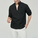 thumbnail image 2 of Camisa informal para hombre: color liso, imitación algodón y lino, manga larga, algodón, para todas las estaciones, tallas S-XXXL (contorno de pecho 110-135 cm), 2 of 4