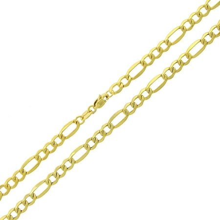 - 14k Yellow Gold 4.5mm Hollow Figaro Link Necklace Chain 18