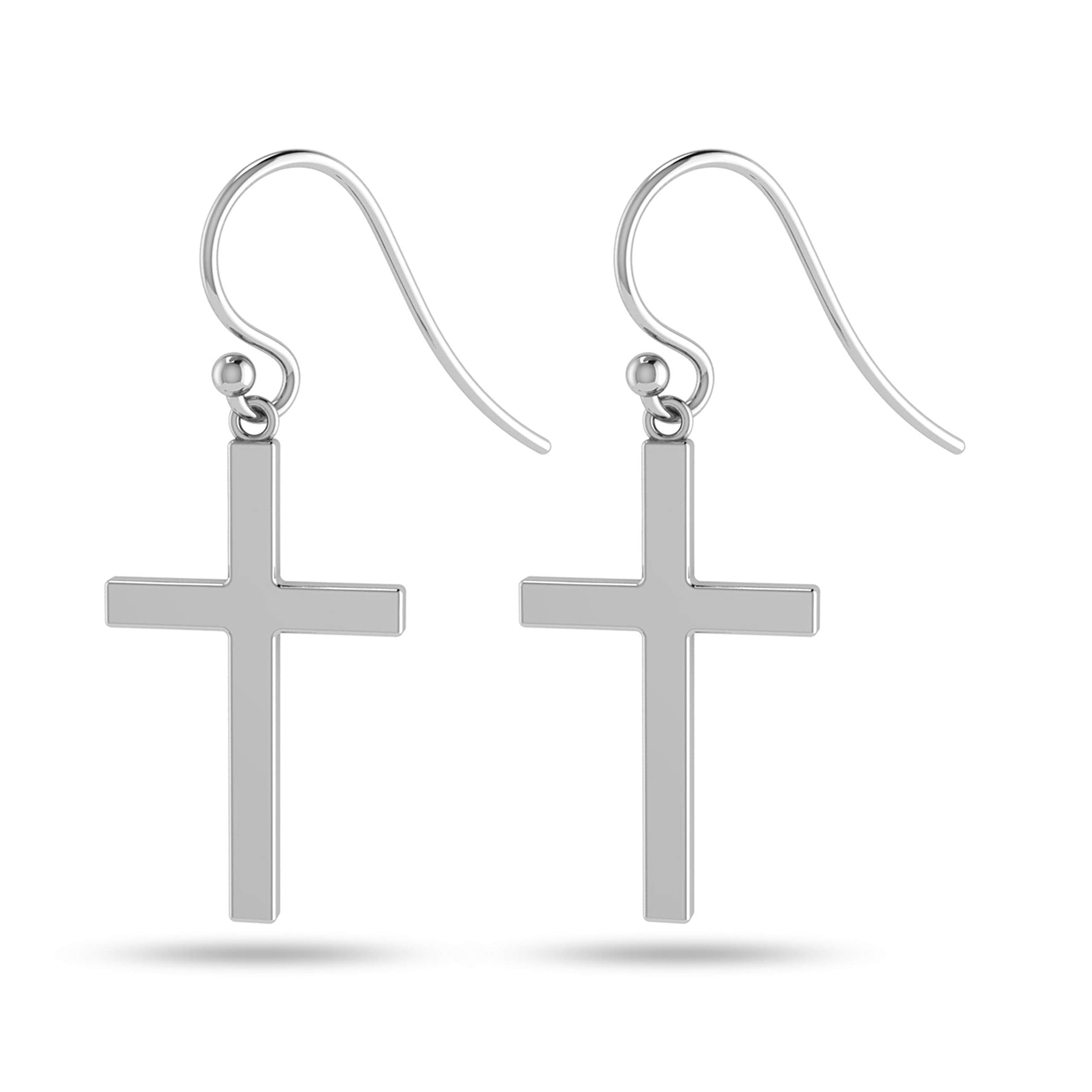 LeCalla 925 Sterling Silver Jewelry Cross Shaped Drop Dangler Earrings for Women and Teen 38MM