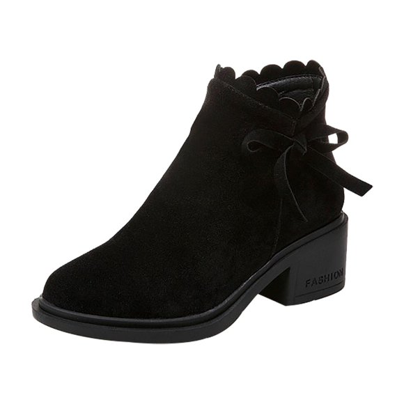 Pisexur Women's Booties with Heel, Chunky Stacked Heel Zipper Ankle Boots for Ladies