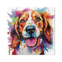 Stupell Industries Happy Dog Modern Splash Animals & Insects Painting Gallery Wrapped Canvas Art Print Wall Art, 24 x 24