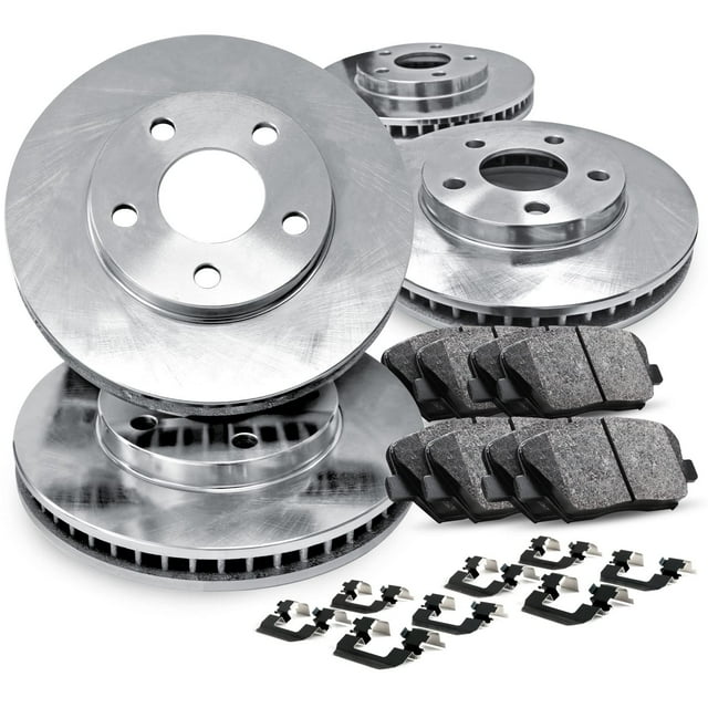R1 Concepts Front and Rear Brakes and Rotors| Hardware Included| Front and Rear Ceramic Brake Pads and Rotors Kit| Fits 2015-2017 Land Rover Discovery