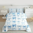 thumbnail image 2 of Feelyou Teens Princess Bow-tie Bedding Comforter Set, Blue Cartoon Ribbon Twin Comforter Sets, Fairy Tale Reversible Bedding Set, Ultra Soft Home Decor, 2pcs, 2 of 8