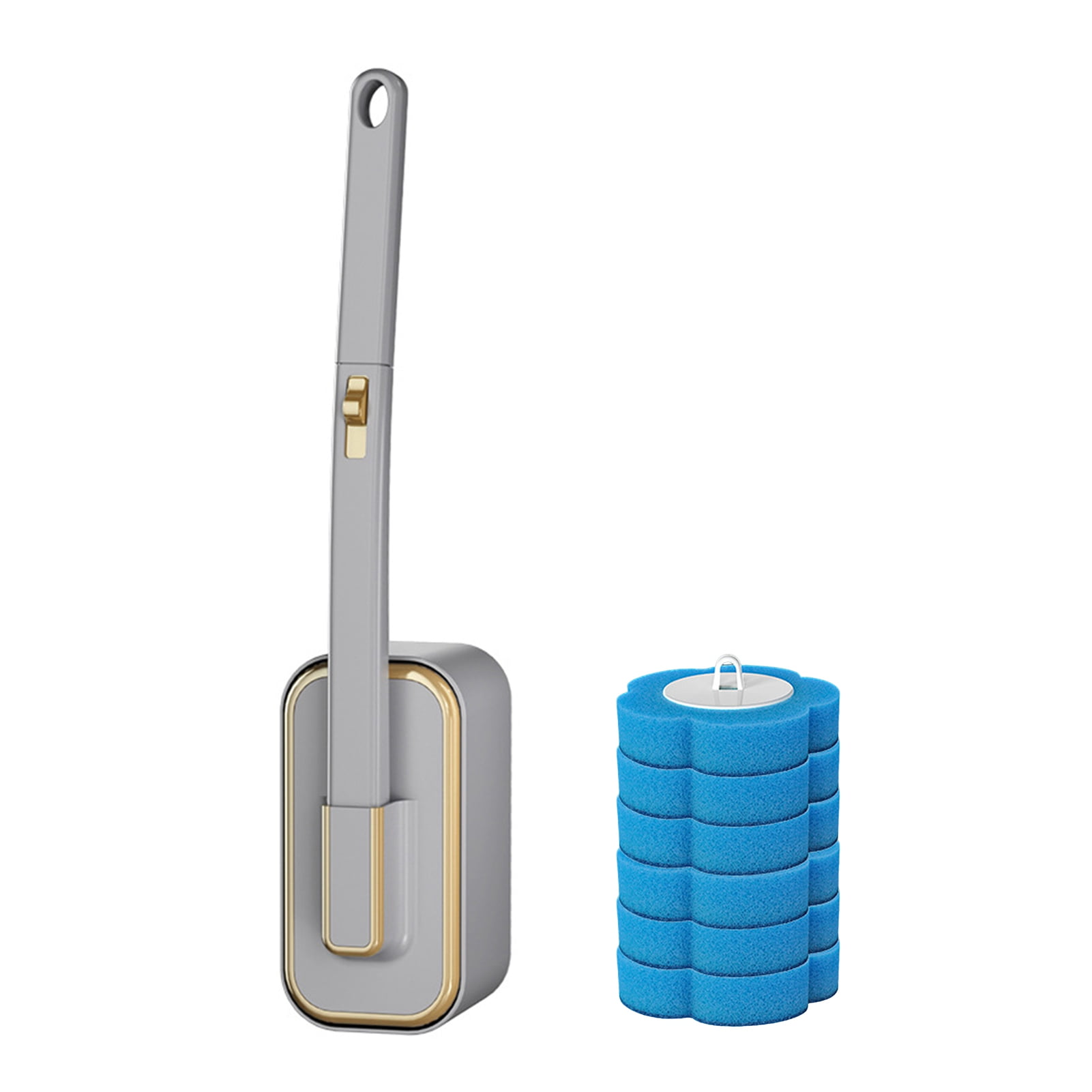 Opvise Disposable Toilet Brush with Water-Soluble Head - Ergonomic Handle, Wall-Mounted Base, Multi-Surface Cleaning Tool for Bathroom, Sink, and Floors