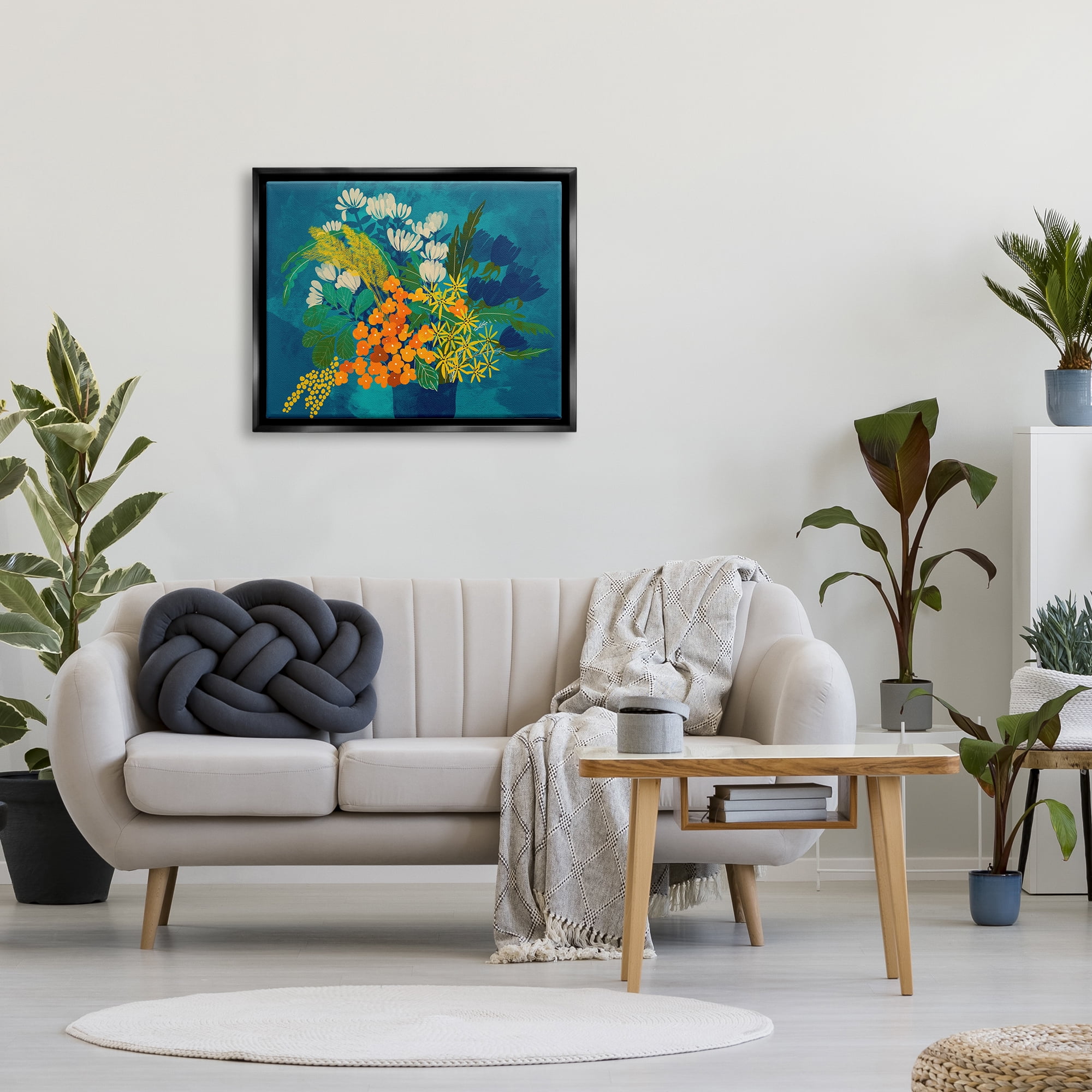 Stupell Industries Mixed Vase Florals Botanical & Floral Painting Black Floater Framed Canvas Art Print Wall Art, 31 x 25