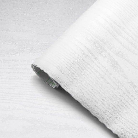 Triani 15.7" X 118" Thicken White Wood Contact Paper Peel and Paste Waterproof Wallpaper Self-Adhesive Removable Plastic Film Wooden Wallpaper for Cabinets Kitchen Furniture