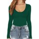 thumbnail image 2 of Xishao Body básico elástico de manga larga con cuello redondo para mujer, Manga Larga Verde Profundo, XL Xishao ropa, 2 of 2