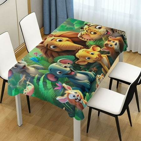 

Ryvnso Cute Elephants in Forest Rectangle Table Cloth Tablecover Dinning Tablecloth 54 x72