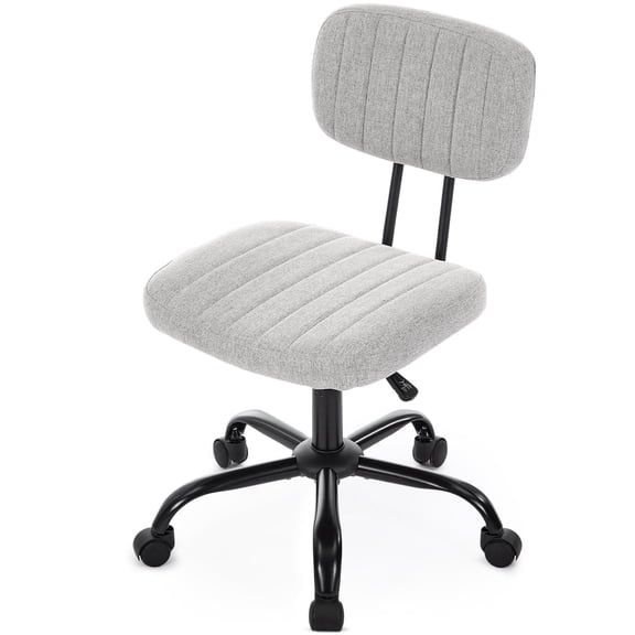 Armless Home Office Desk Chair w/ Ergonomic Low Back Lumbar Support, Height Adjustable 360° Swivel Task Chair for Small Space, Living Room, Linen Gray