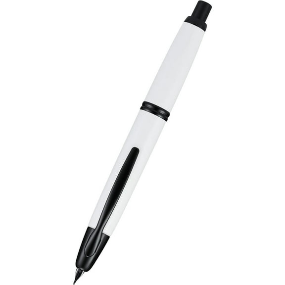 Pilot Vanishing Point Fountain Pen, White, Matte Black Trim, 18k Medium Nib