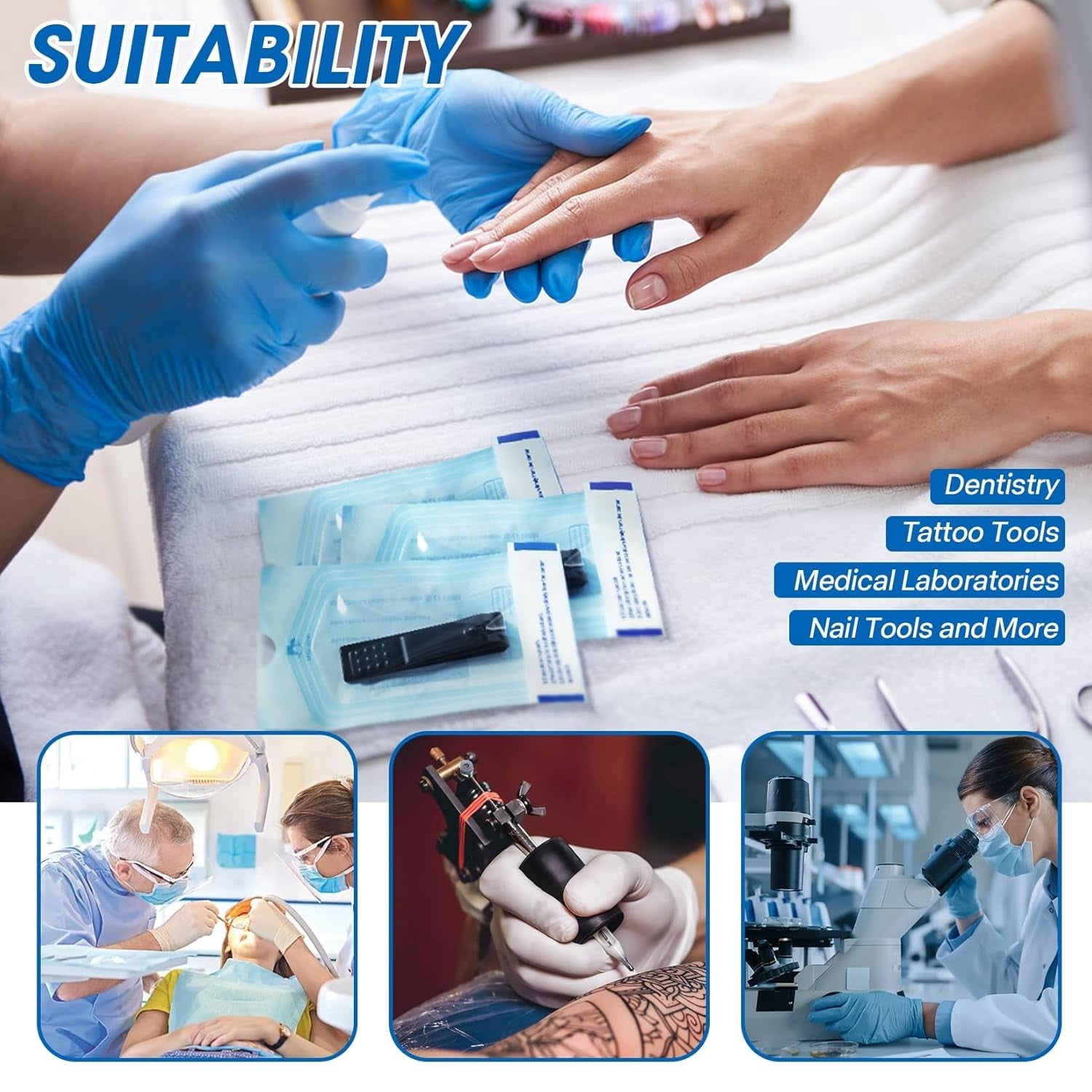 FOUR E's Scientific Sterilization Pouches- 5.25 " x 10 " Dental Medical Self Seal Pouch Bag 1000pcs