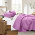 thumbnail image 6 of Ameha 3 Piece Reversible Quilt Set Ultra Soft Floral Coverlet Microfiber Bedding Set Cal.King Purple All Season, 6 of 11