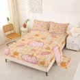 thumbnail image 2 of Manfei Autumn Leaf Print Bed Sheets,Pink Fall Pumpkin Full Size Sheets,4pcs,1 Flat Sheet,1 Fitted Sheet and 2 Pillowcases, 2 of 6