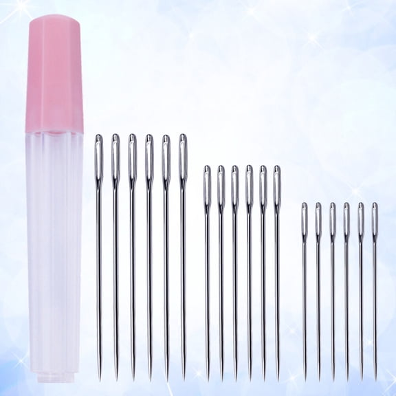 Raindrops Stainless Steel Large Eye Sewing Needles with Pointed Tips for Easy Threading and Stitching Use Silver Tone 19 Pieces
