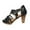Black, variant on Fesfesfes Chunky Heels Women's Retro Open Toe Metal Buckle Thick High Heel Buckle Roman Sandals 6.5(38)
