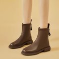 thumbnail image 5 of Bnwani Women Boots Footwear New Winter Fashion Toe Zipper Flat Mid-Calf Fleece Leather Boot Brown Size 5.5, 5 of 7