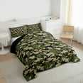 thumbnail image 3 of Feelyou Green Camouflage Abstract Full Size Comforter Sets, Vintage Fashion Camo Bedding Comforter Set, Teens Kids Boys Girls Reversible Bedding Sets, Super Cozy Room Decor, 3-Piece, 3 of 8