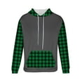 thumbnail image 5 of Lorytime Men's Hoodies Fleece Plaid Streetwear Sweatshirt Long Sleeve Drawstring Pullover with Pocket Tops Green M, 5 of 5