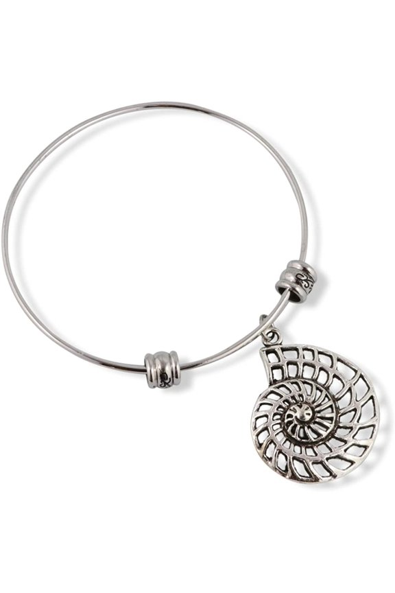 Large Nautilus Sea Shell Outline Fancy Bangle