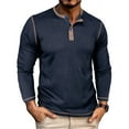 thumbnail image 2 of Clothing Henley T Shirts for Men Long Sleeve Button Henley T-Shirts Fashion Casual Comfortable Long Sleeved Shirt Vintage T Shirt Base Top Casual Basic Tops, 2 of 7