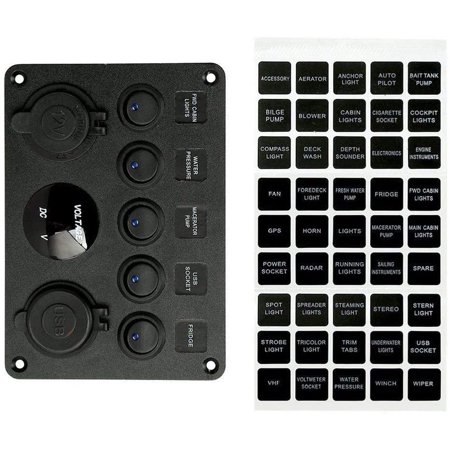 GIDREN 5 Gang Waterproof Rocker Switch Panel with DC 5V 4.2A USB ...