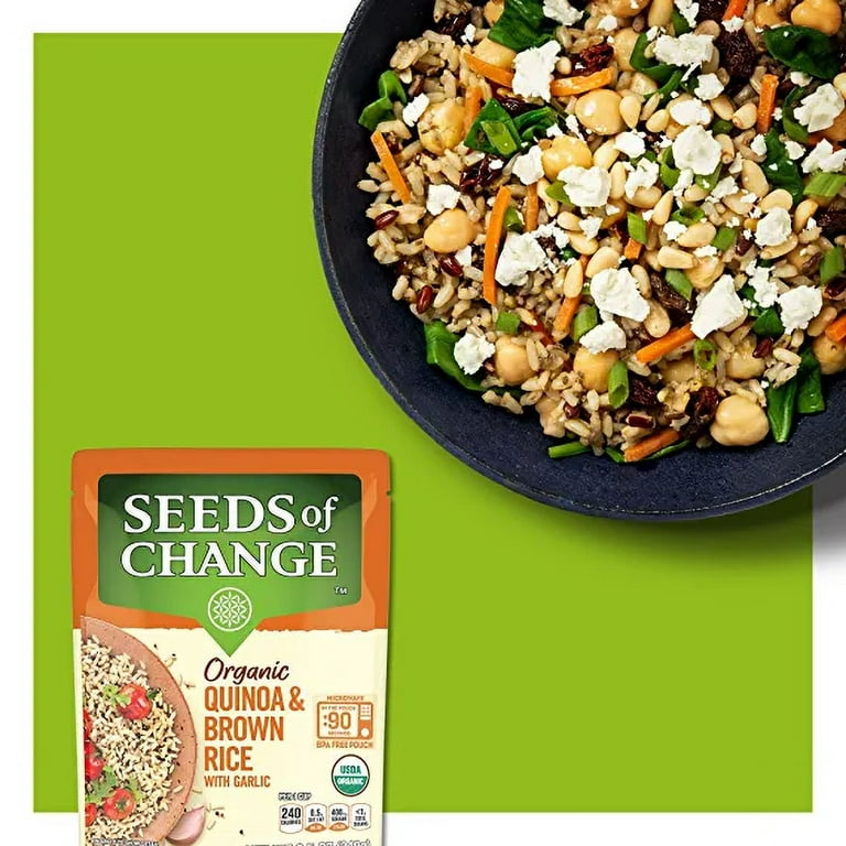  Seeds Of Change Quinoa orgánica y arroz integral con ajo (12 x  8.5 onzas) : Comida Gourmet y Alimentos