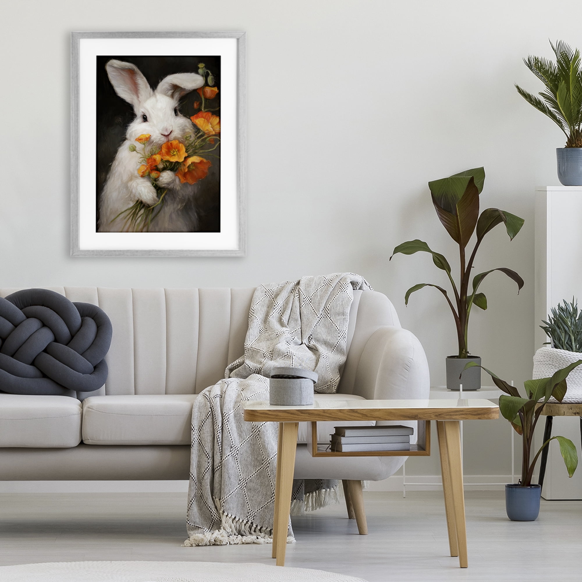Stupell Industries Floppy Loves Her Poppies Gray Framed Print Under Glass, design by Tina LeCour