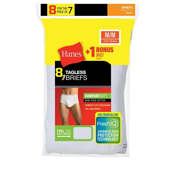 Hanes Men's FreshIQ ComfortSoft Briefs 8-pack (7  1 Free Bonus Pack)