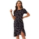 thumbnail image 1 of Vestido midi con volantes en el bajo y fruncido en el lateral floral para mujer Negro S Allegra K, 1 of 5