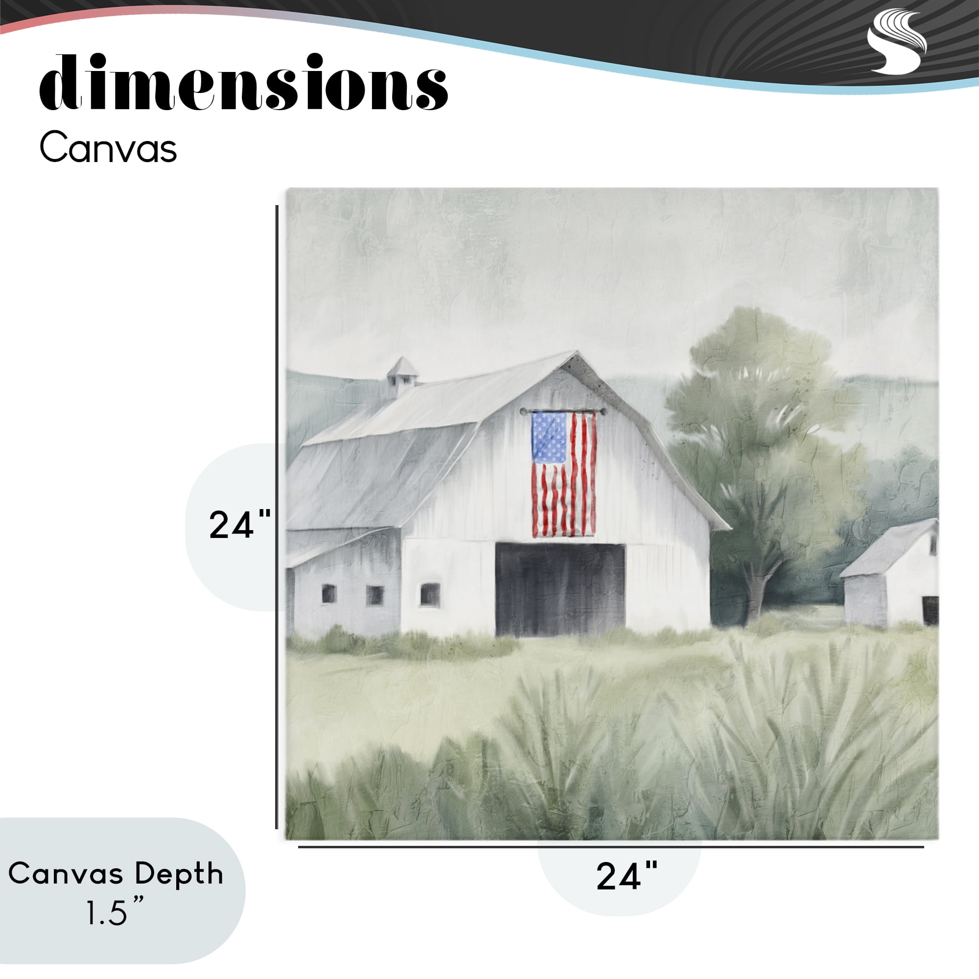 Stupell Industries Home USA Flag Barn Canvas Wall Art, design by Kim Allen