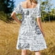 thumbnail image 5 of Vestido de manga corta con efímeras y escritura a mano en blanco y negro Ropa femenina Vestido femenino Vestido, 5 of 7