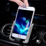 bling car phone holder mini car dash air vent automatic phone mount universal 360adjustable crystal auto car stand phone holder car accessories for wo