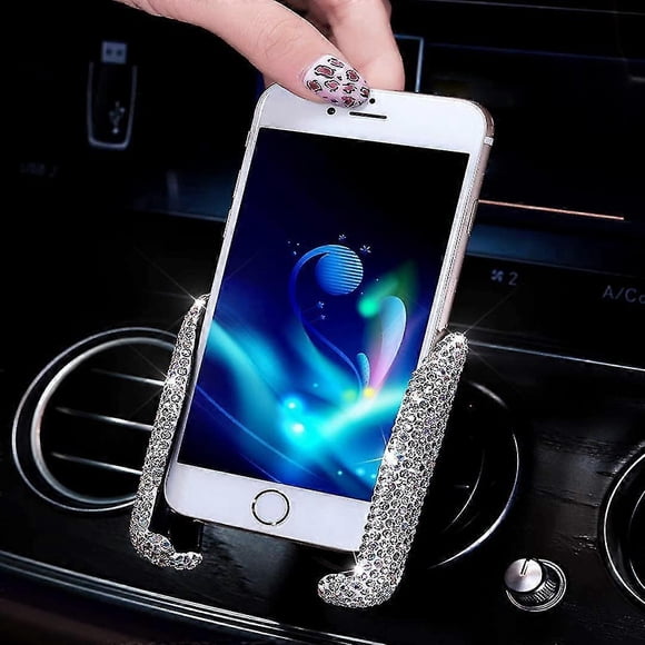 bling car phone holder mini car dash air vent automatic phone mount universal 360adjustable crystal auto car stand phone holder car accessories for wo