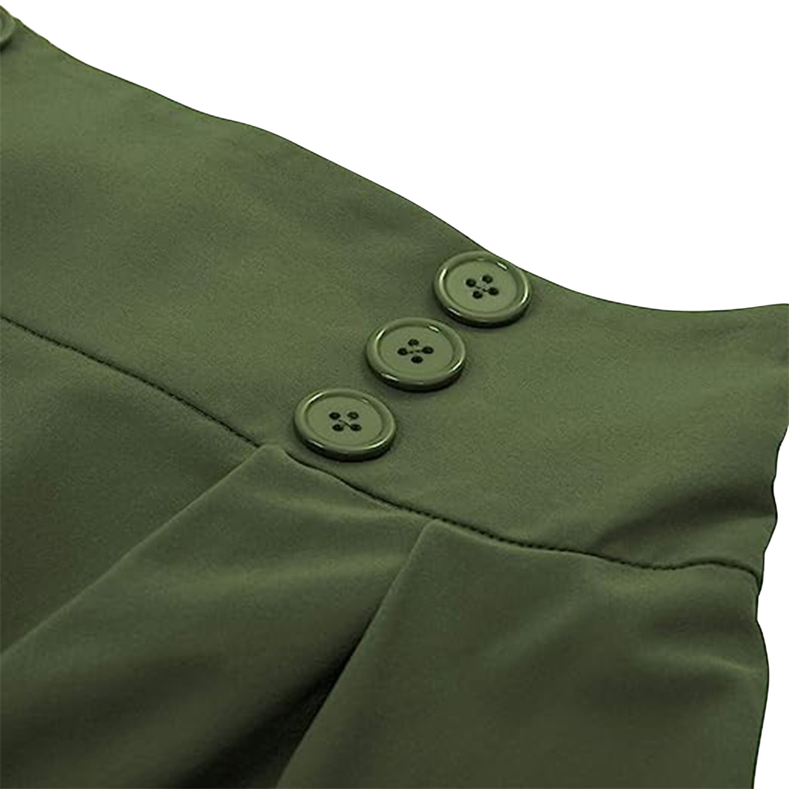 Cavosen Athletic Skirts for Women Long Maxi Ankle Length Skirts Pleated Summer Skirts High Waist Plain Pencil Skirts Dress Button with Pocket Beachwear Resortwear Green L