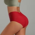 thumbnail image 5 of Women No Show Stretch Panties V Cut Waistband Smooth Seamless Yoga Training Underwear Red M, 5 of 5