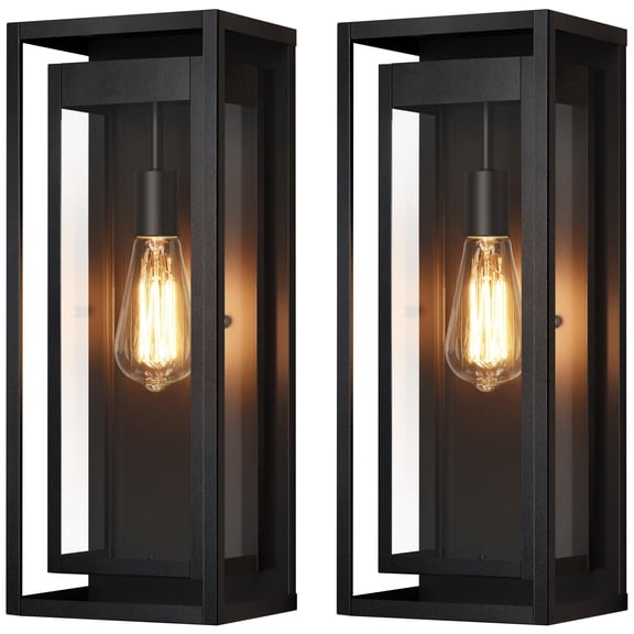 Lámparas de pared para exteriores Slypadan, 48 cm, negro mate, paquete de 2